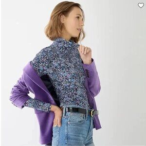 NWT  J. Crew Ruched Matte Jersey Turtleneck Coventry Floral XS